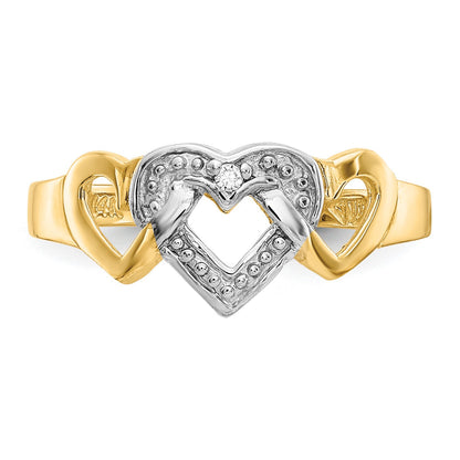 14k and White Rhodium Diamond Heart Toe Ring