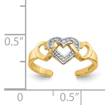 14k and White Rhodium Diamond Heart Toe Ring