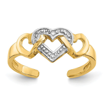 14k and White Rhodium Diamond Heart Toe Ring