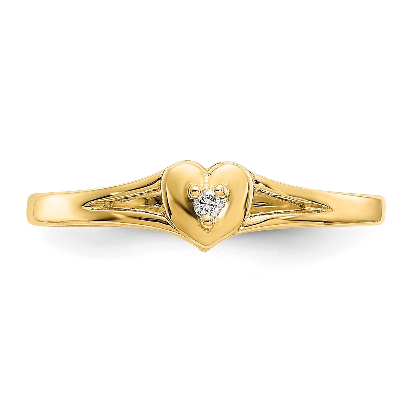 14k White Gold .01 carat Diamond Heart Toe Ring