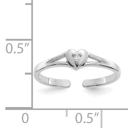 14k White Gold .01 carat Diamond Heart Toe Ring