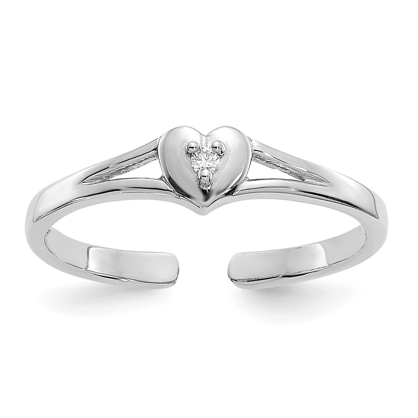 14k White Gold .01 carat Diamond Heart Toe Ring