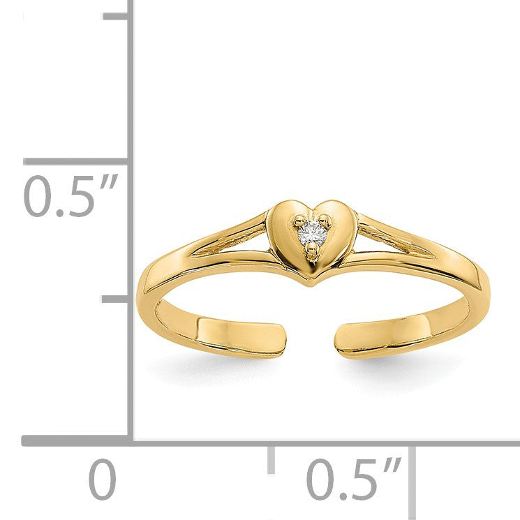 14k .01 carat Diamond Heart Toe Ring