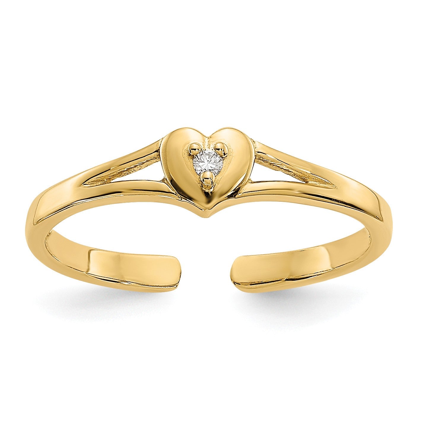 14k .01 carat Diamond Heart Toe Ring