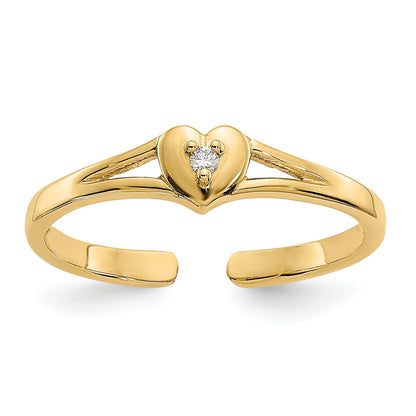 14k .01 carat Diamond Heart Toe Ring