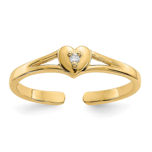 14k .01 carat Diamond Heart Toe Ring
