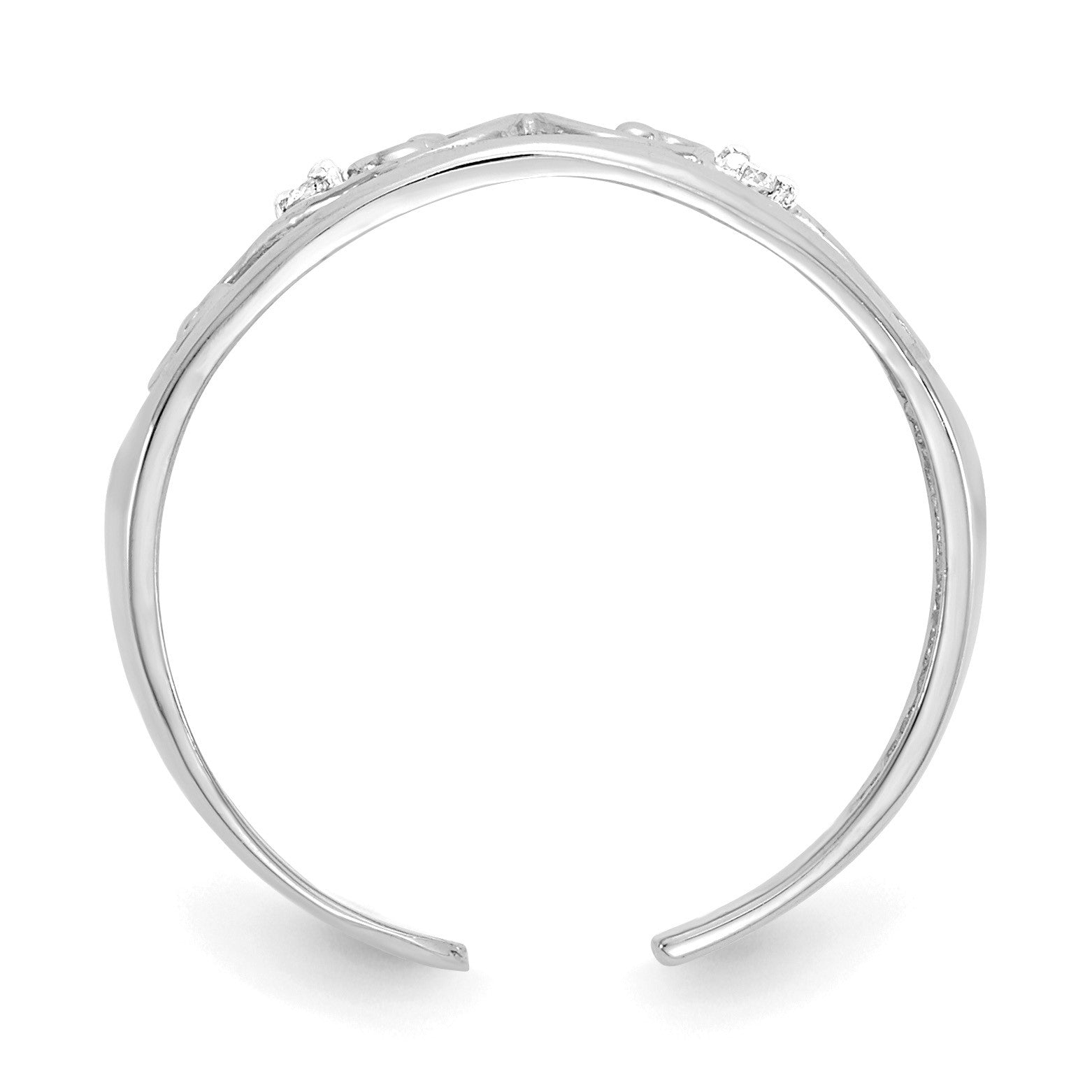 14k White Gold .02 carat Diamond Scroll Toe Ring