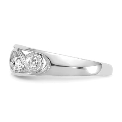 14k White Gold .02 carat Diamond Scroll Toe Ring