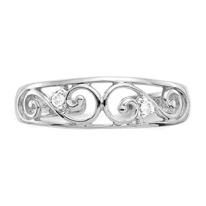 14k White Gold .02 carat Diamond Scroll Toe Ring