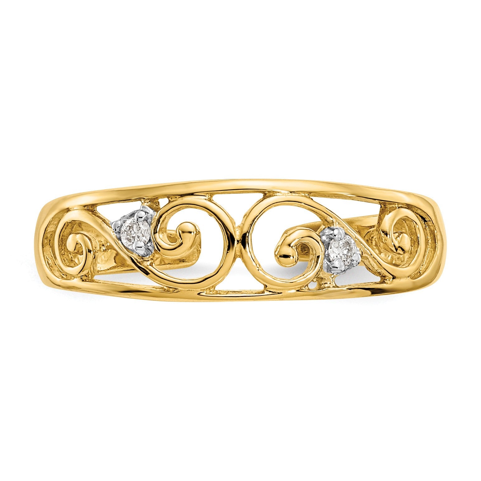 14k .02 carat Diamond Scroll Toe Ring