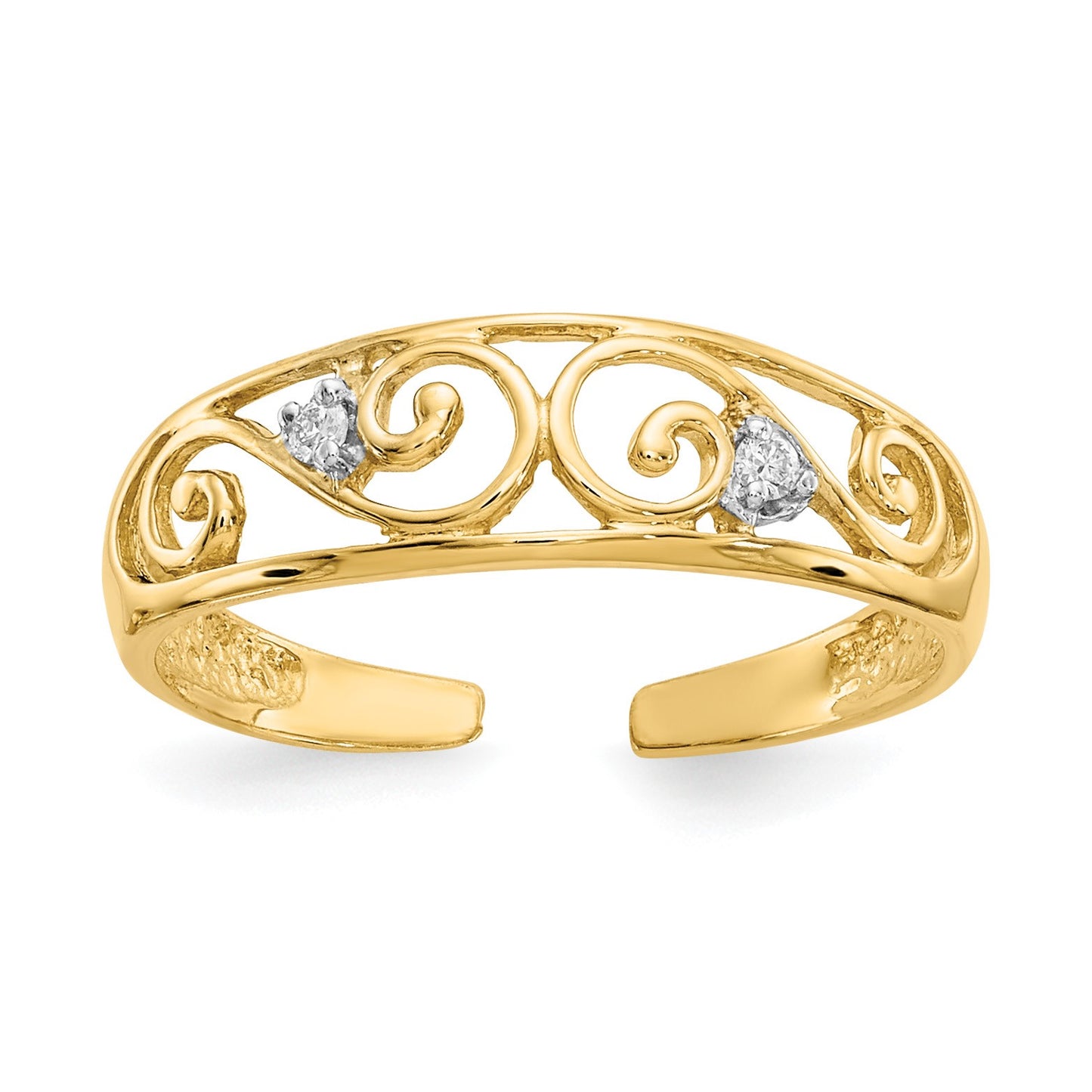 14k .02 carat Diamond Scroll Toe Ring