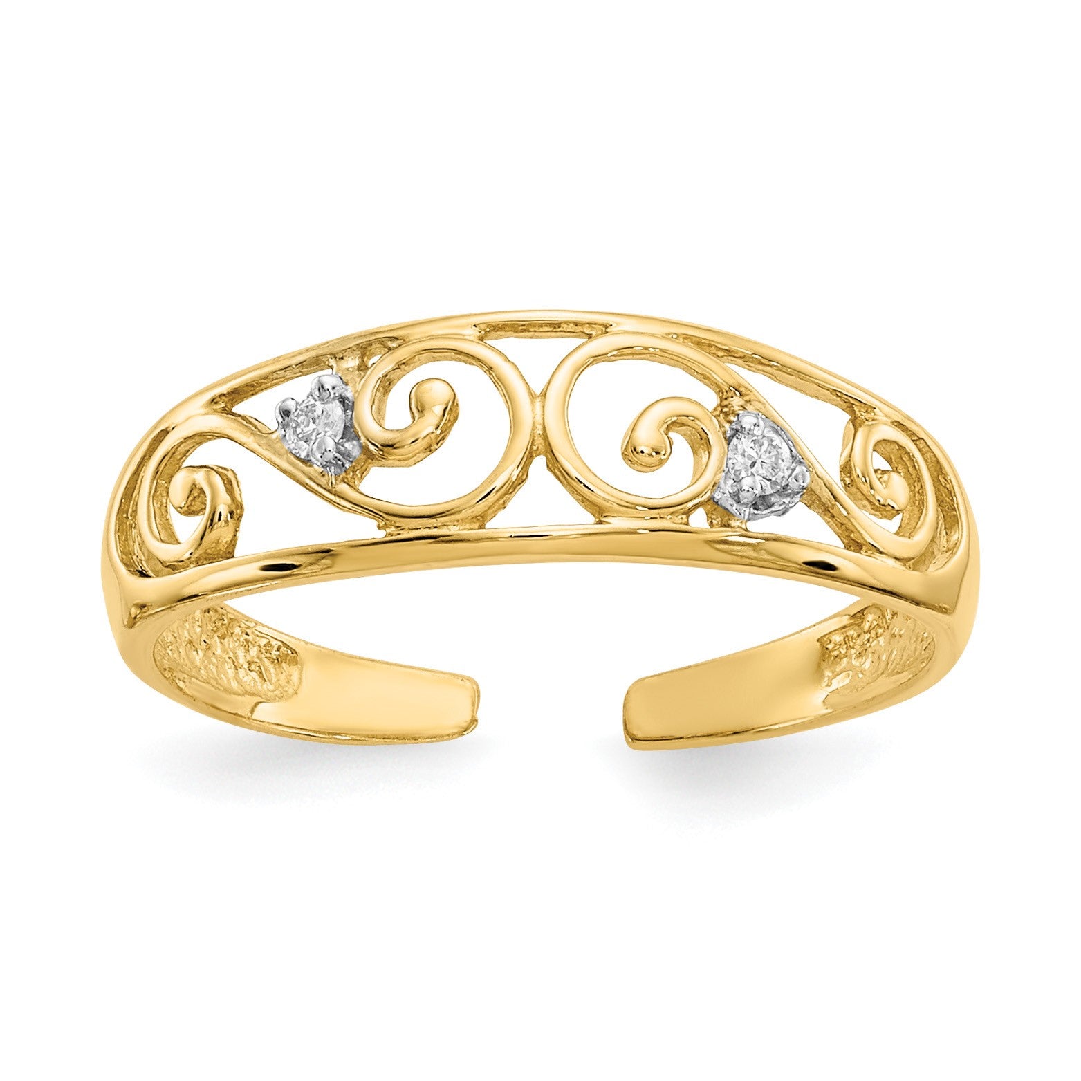14k .02 carat Diamond Scroll Toe Ring
