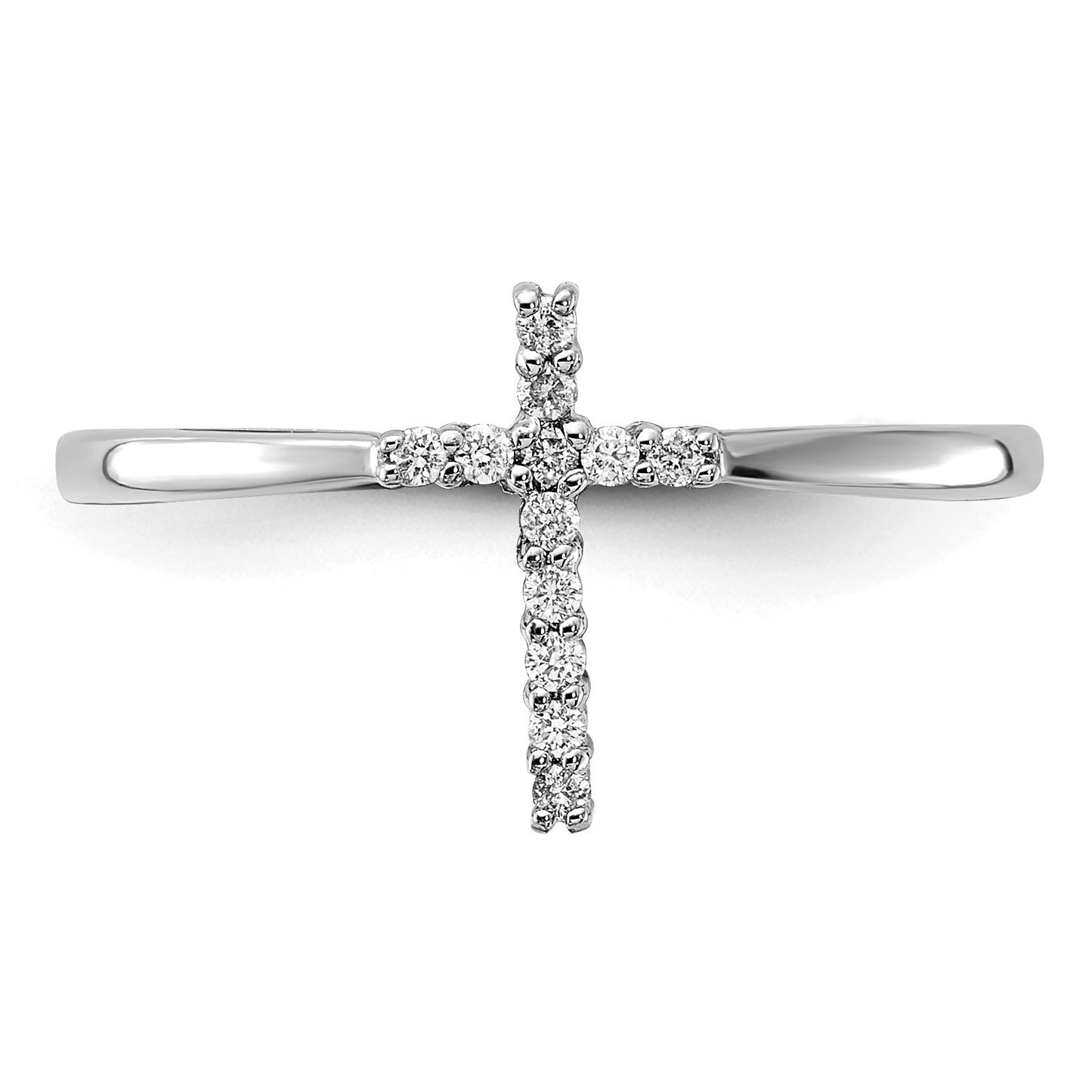 14k White Gold 1/15 carat Diamond Cross Ring
