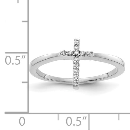 14k White Gold 1/15 carat Diamond Cross Ring