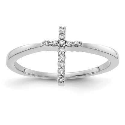 14k White Gold 1/15 carat Diamond Cross Ring