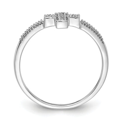 14k White Gold Polished 1/10 carat Diamond Cross Ring