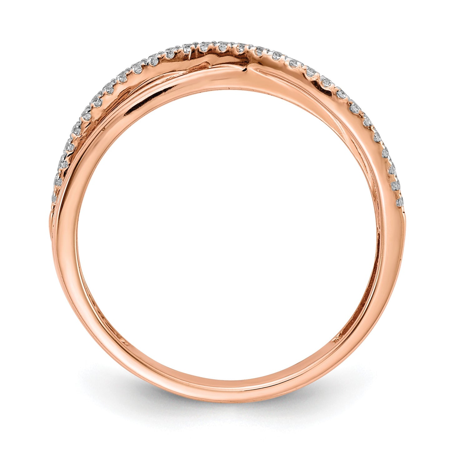 14k Rose Gold 1/10 carat Diamond 3-Strand Ring