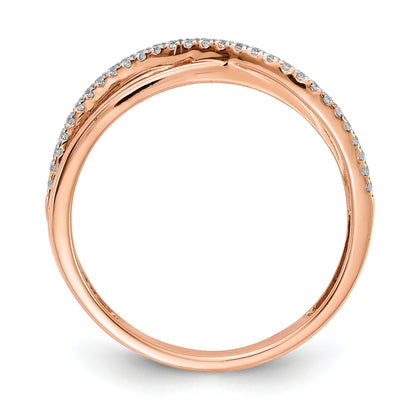 14k Rose Gold 1/10 carat Diamond 3-Strand Ring