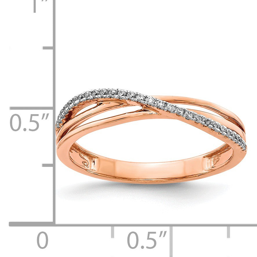14k Rose Gold 1/10 carat Diamond 3-Strand Ring