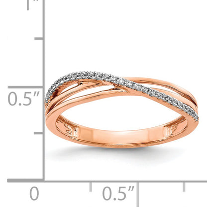 14k Rose Gold 1/10 carat Diamond 3-Strand Ring