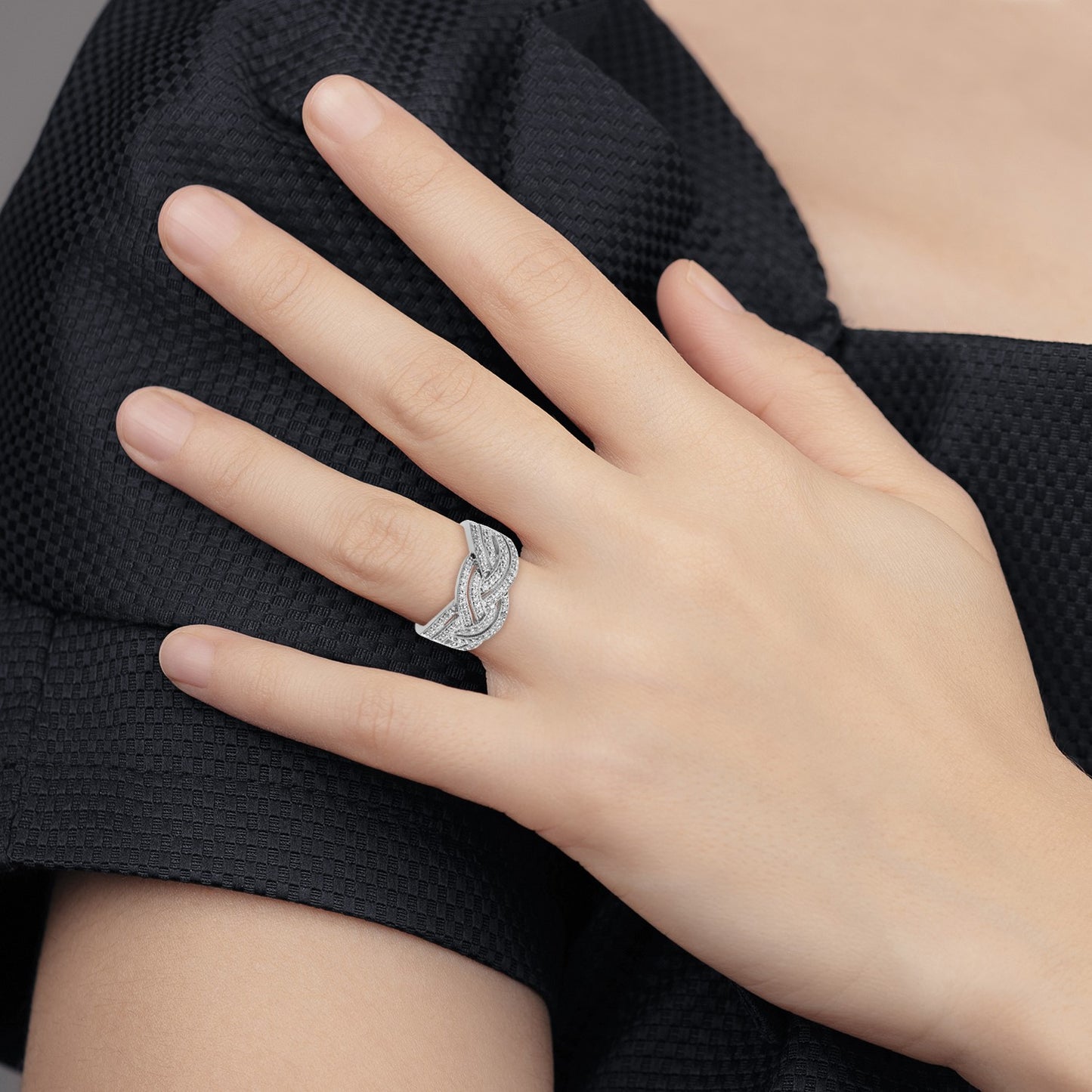 14k White Gold Woven 1/2 carat Diamond Ring