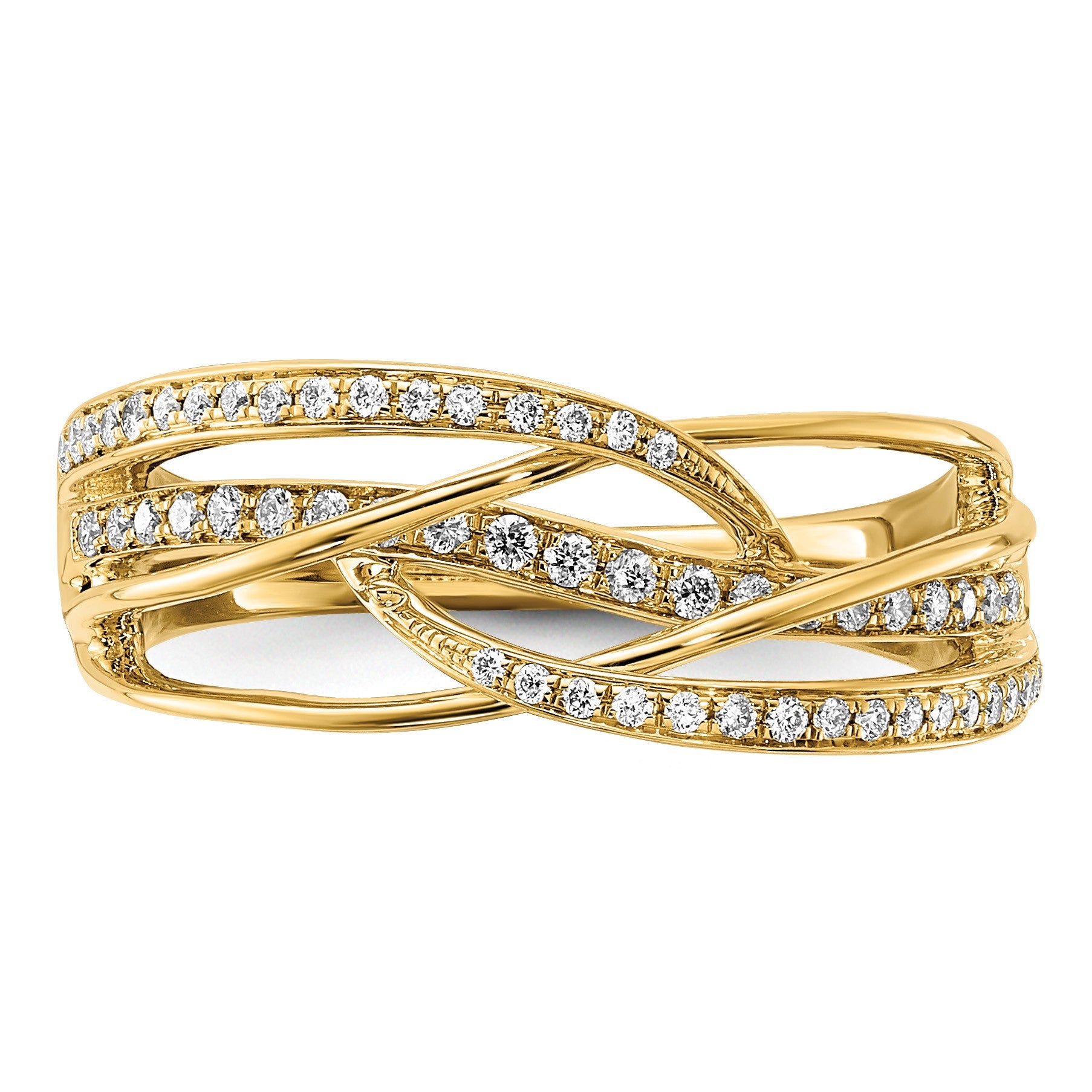 14k Polished 1/4 carat Diamond Woven Ring