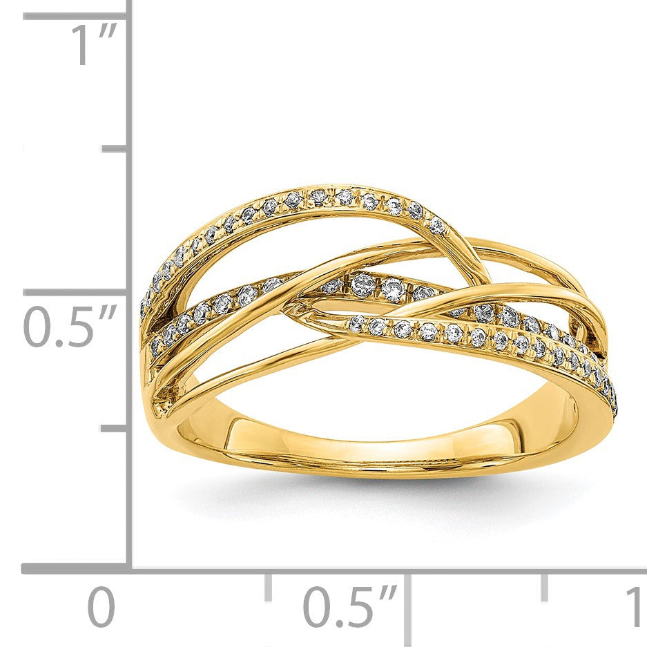 14k Polished 1/4 carat Diamond Woven Ring