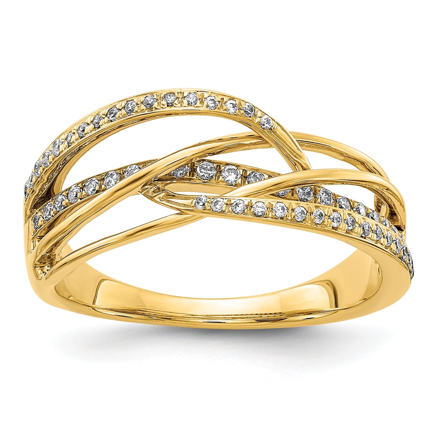 14k Polished 1/4 carat Diamond Woven Ring
