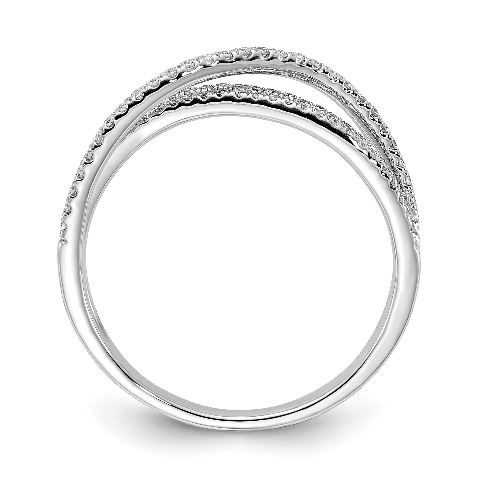 14k White Gold 1/4 carat Diamond 3-Strand Ring