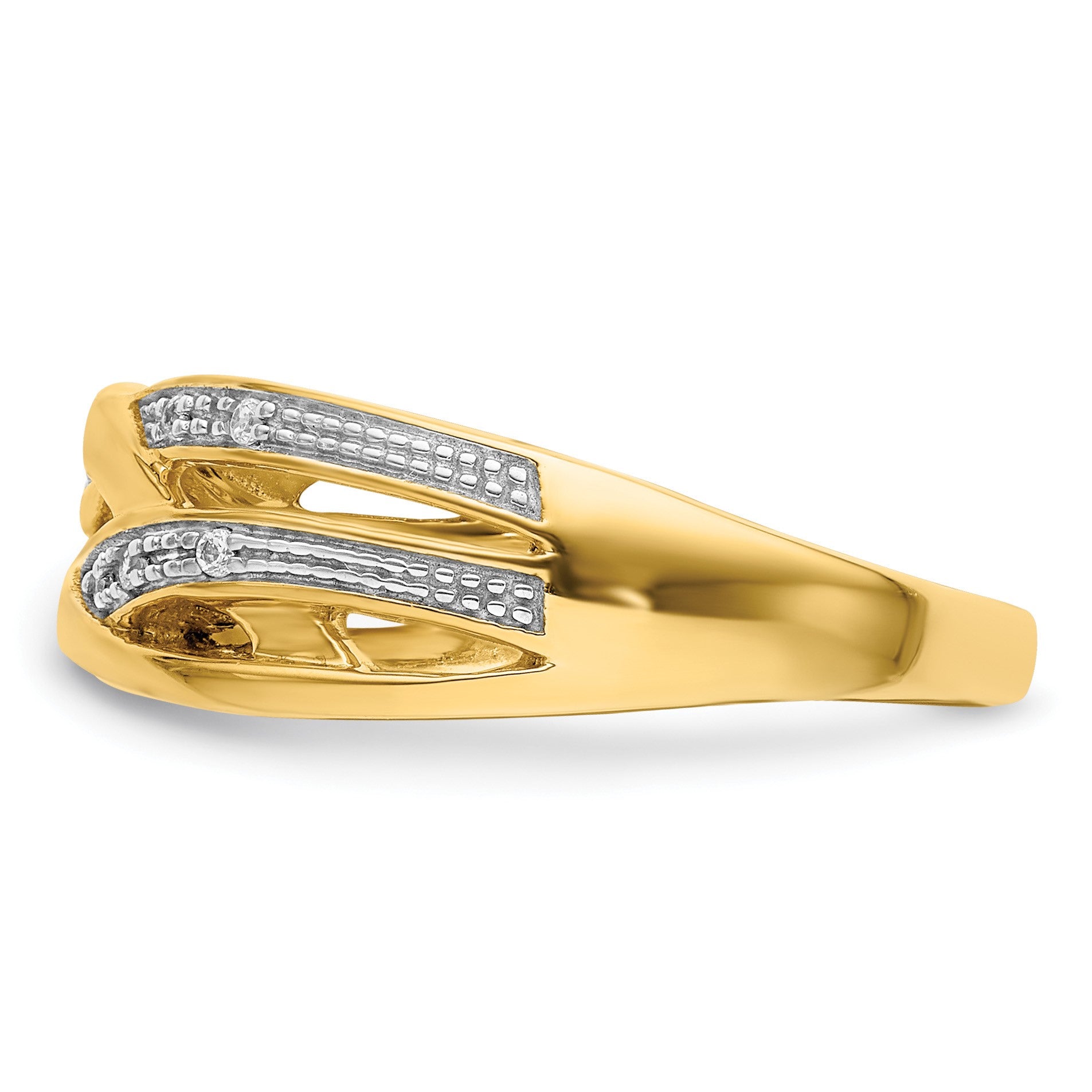 14k and White Rhodium 1/20 carat Diamond Woven Ring