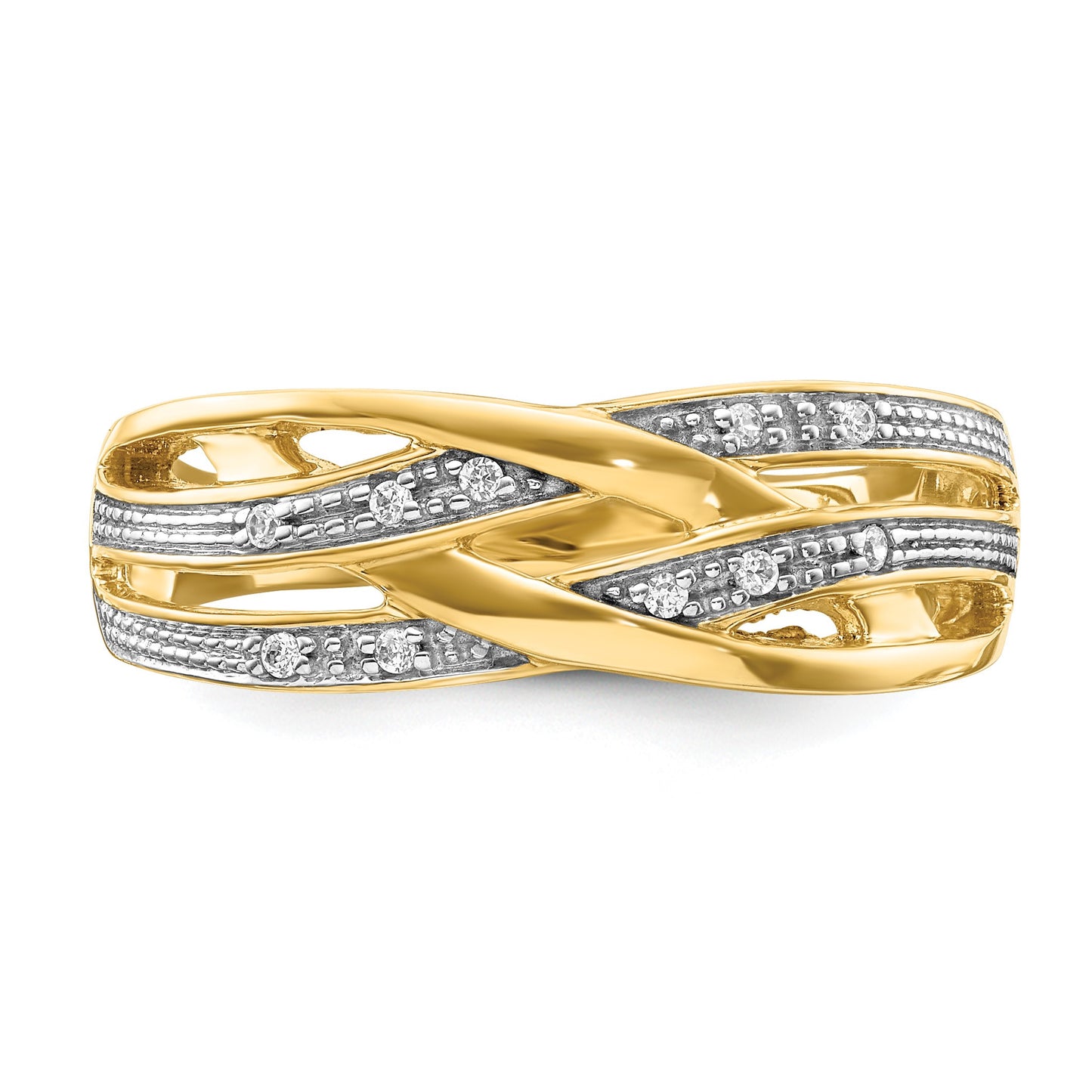 14k and White Rhodium 1/20 carat Diamond Woven Ring