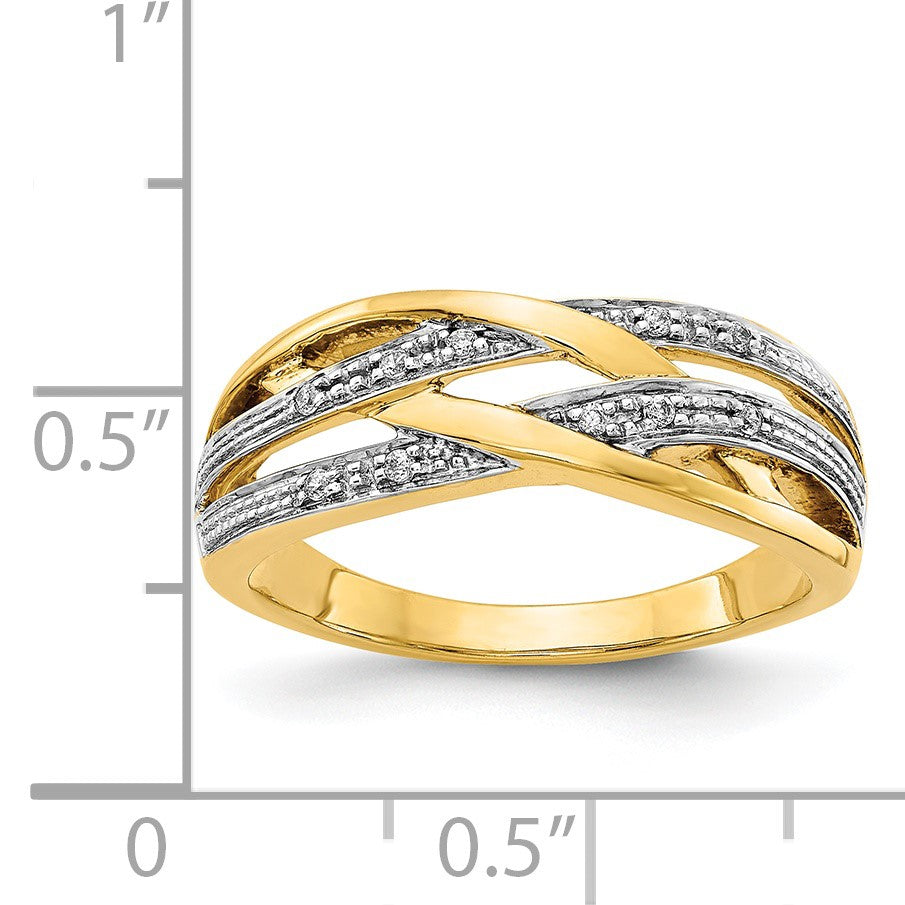 14k and White Rhodium 1/20 carat Diamond Woven Ring