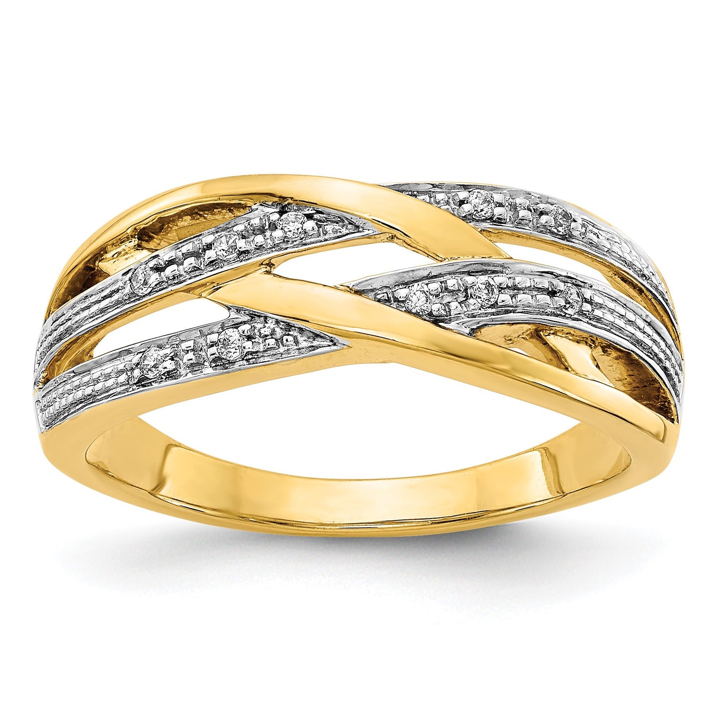 14k and White Rhodium 1/20 carat Diamond Woven Ring