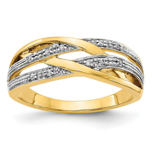14k and White Rhodium 1/20 carat Diamond Woven Ring