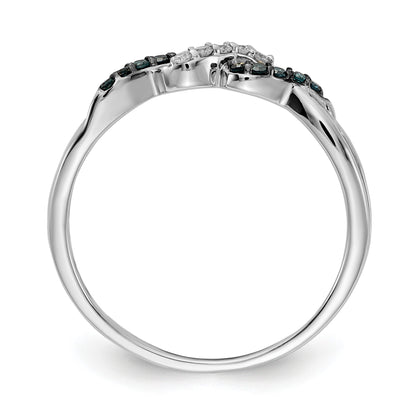 14k White Gold with Black Rhodium 1/10 carat Blue and White Diamond Twist Ring