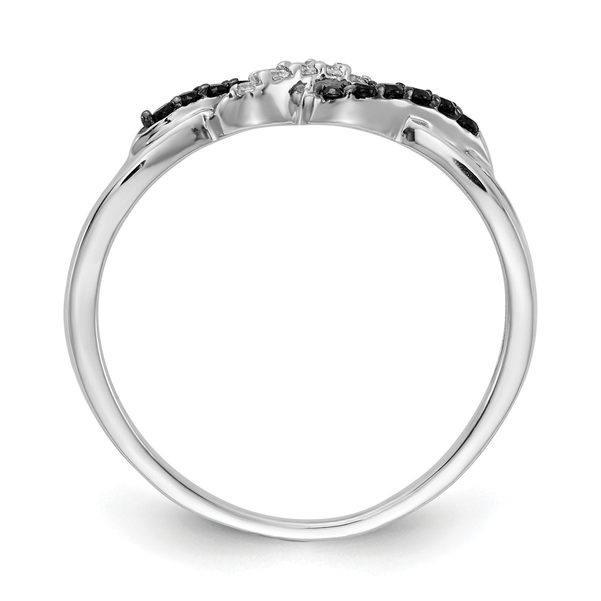 14k White Gold with Black Rhodium 1/10 carat Black and White Diamond Twist Ring