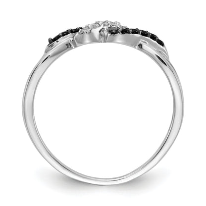 14k White Gold with Black Rhodium 1/10 carat Black and White Diamond Twist Ring