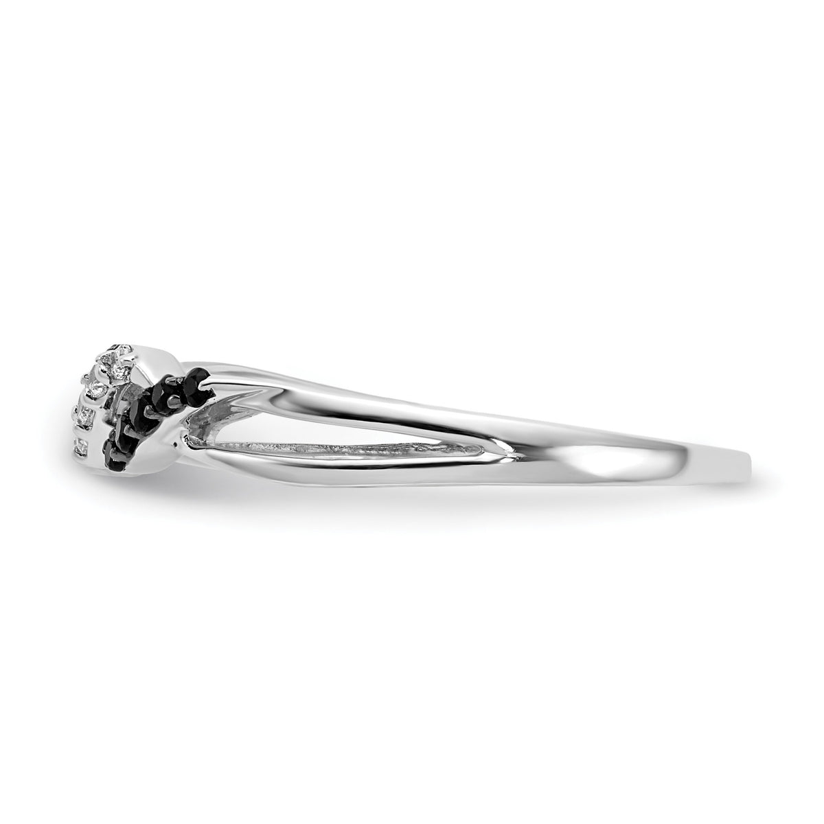14k White Gold with Black Rhodium 1/10 carat Black and White Diamond Twist Ring