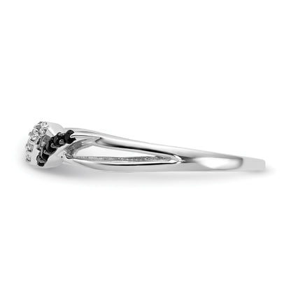 14k White Gold with Black Rhodium 1/10 carat Black and White Diamond Twist Ring