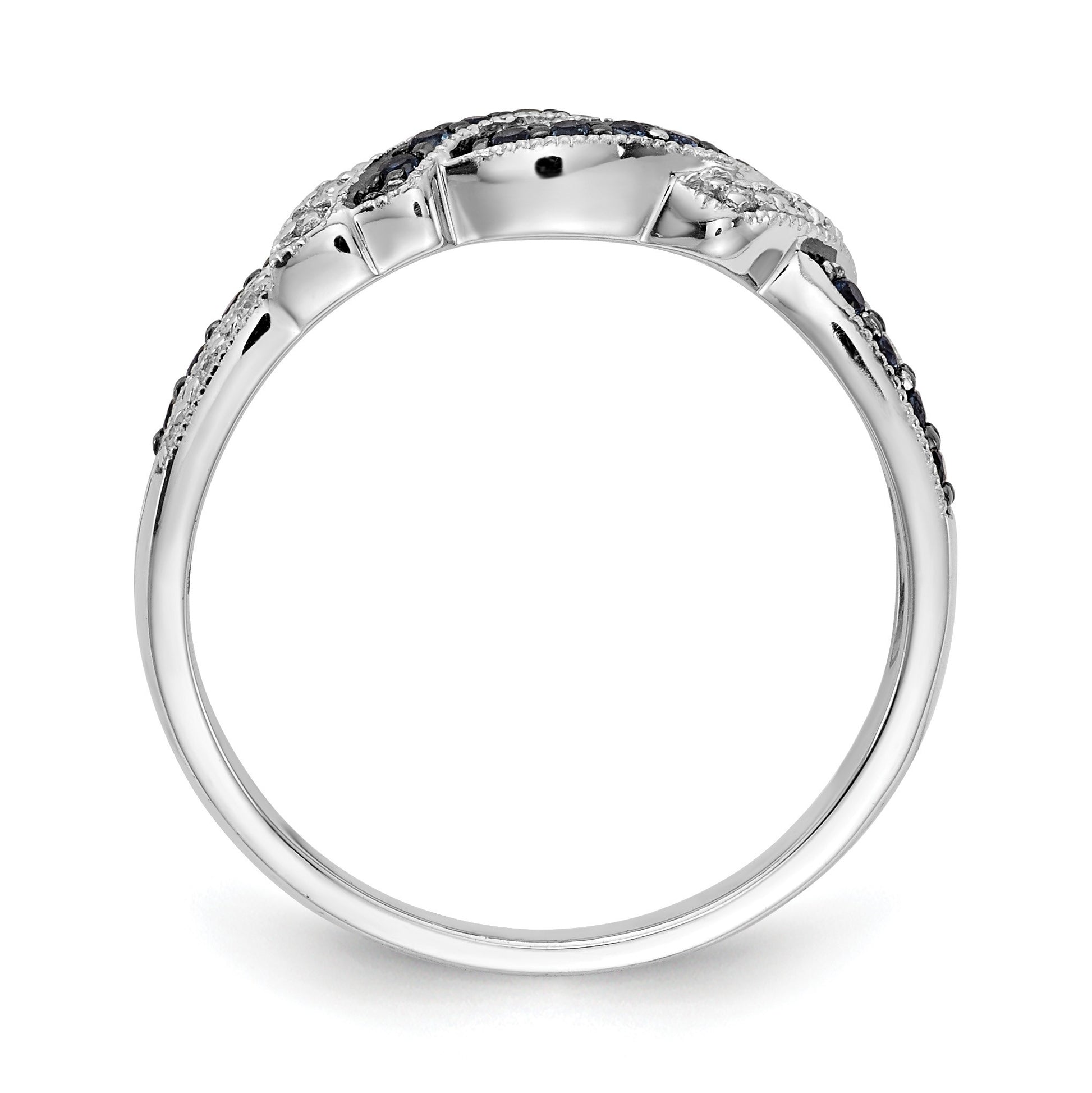 14k White Gold with Black Rhodium 1/4 carat White and Blue Diamond Swirl Ring