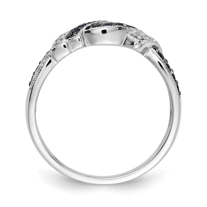 14k White Gold with Black Rhodium 1/4 carat White and Blue Diamond Swirl Ring