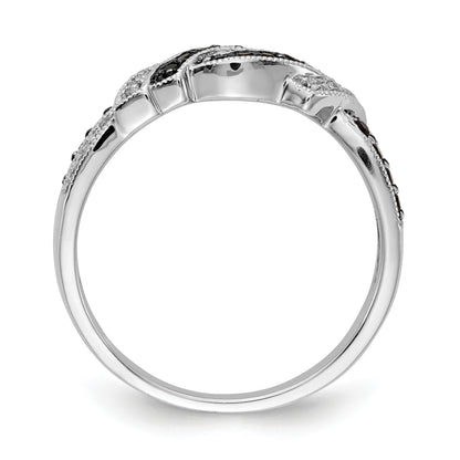14k White Gold with Black Rhodium 1/4 carat White and Black Diamond Swirl Ring