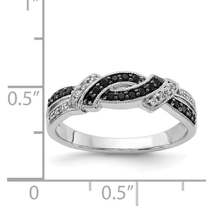 14k White Gold with Black Rhodium 1/4 carat White and Black Diamond Swirl Ring