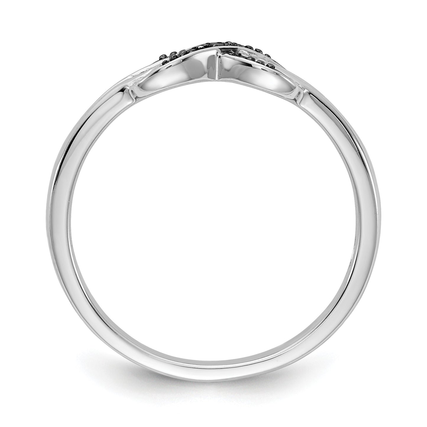 14k White Gold 1/15 carat Black and White Diamond X-Ring