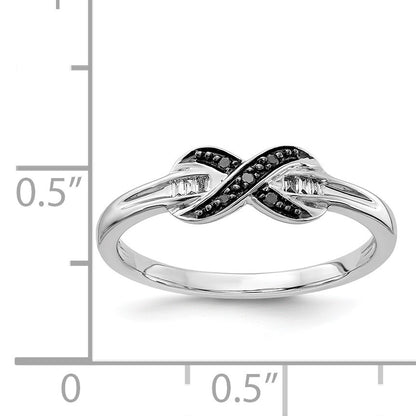 14k White Gold 1/15 carat Black and White Diamond X-Ring