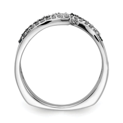 14k White Gold 1/2 carat Blue and White Diamond Fancy Bypass Ring