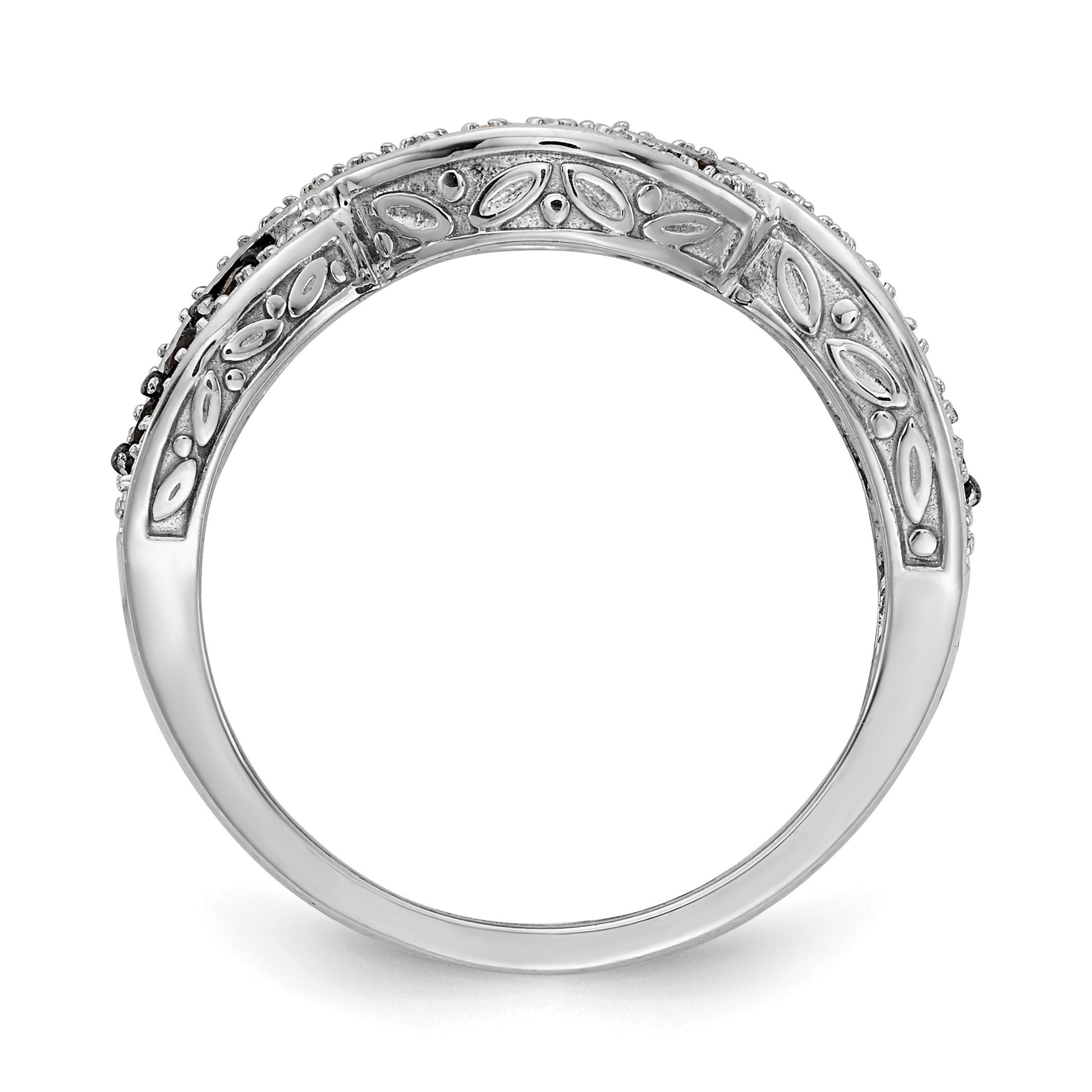 14k White Gold 3/8 carat White and Black Diamond Twist Ring