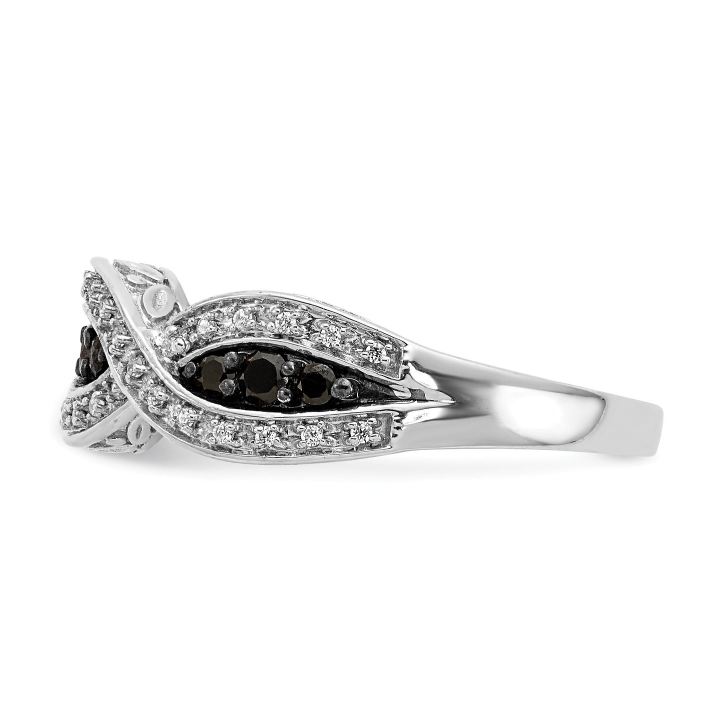 14k White Gold 3/8 carat White and Black Diamond Twist Ring