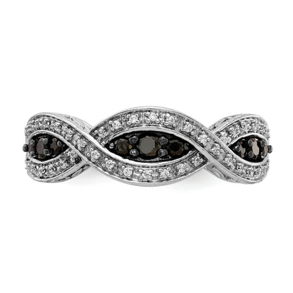 14k White Gold 3/8 carat White and Black Diamond Twist Ring