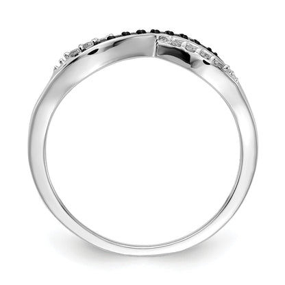 14k White Gold with Black Rhodium 1/8 carat Blue and White Diamond Crisscross Ring